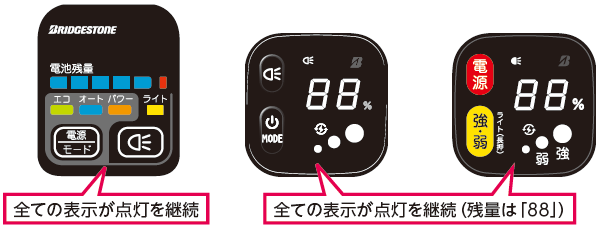 デュアルドライブのメインスイッチで、全ての表示が点灯し続けています。どうしたらいいでしょうか？ - ブリヂストンサイクルFAQ（一般）